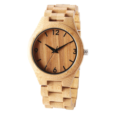 Top Gift Natural Bamboo Wooden Watch Men Wood Band Wooden Clock Male hour