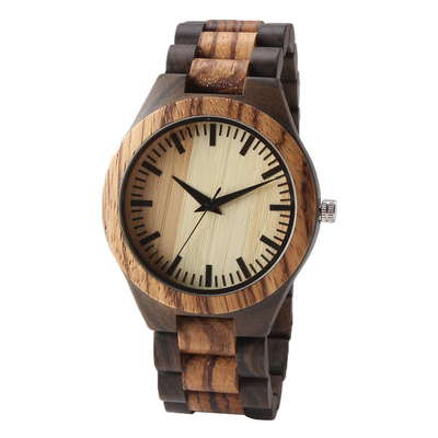 Zebra Analog Quartz Wooden Wrist Watch Lightweight Handmade Ce/Rohs Approval