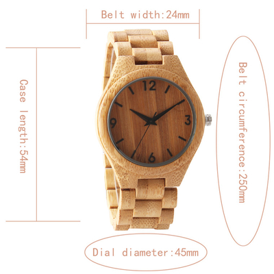 Top Gift Natural Bamboo Wooden Watch Men Wood Band Wooden Clock Male hour