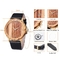 Custom Bamboo Wooden Quartz Watch Leatcher Strap 3/5 ATM Waterproof For Men
